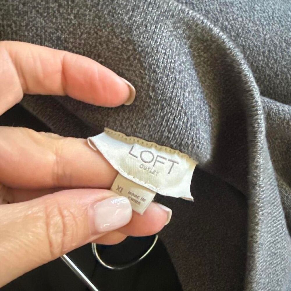 LOFT Gray A-Line Knit Skirt Women's XL Pull-On Stretch Classic Office Career - Picture 2 of 2
